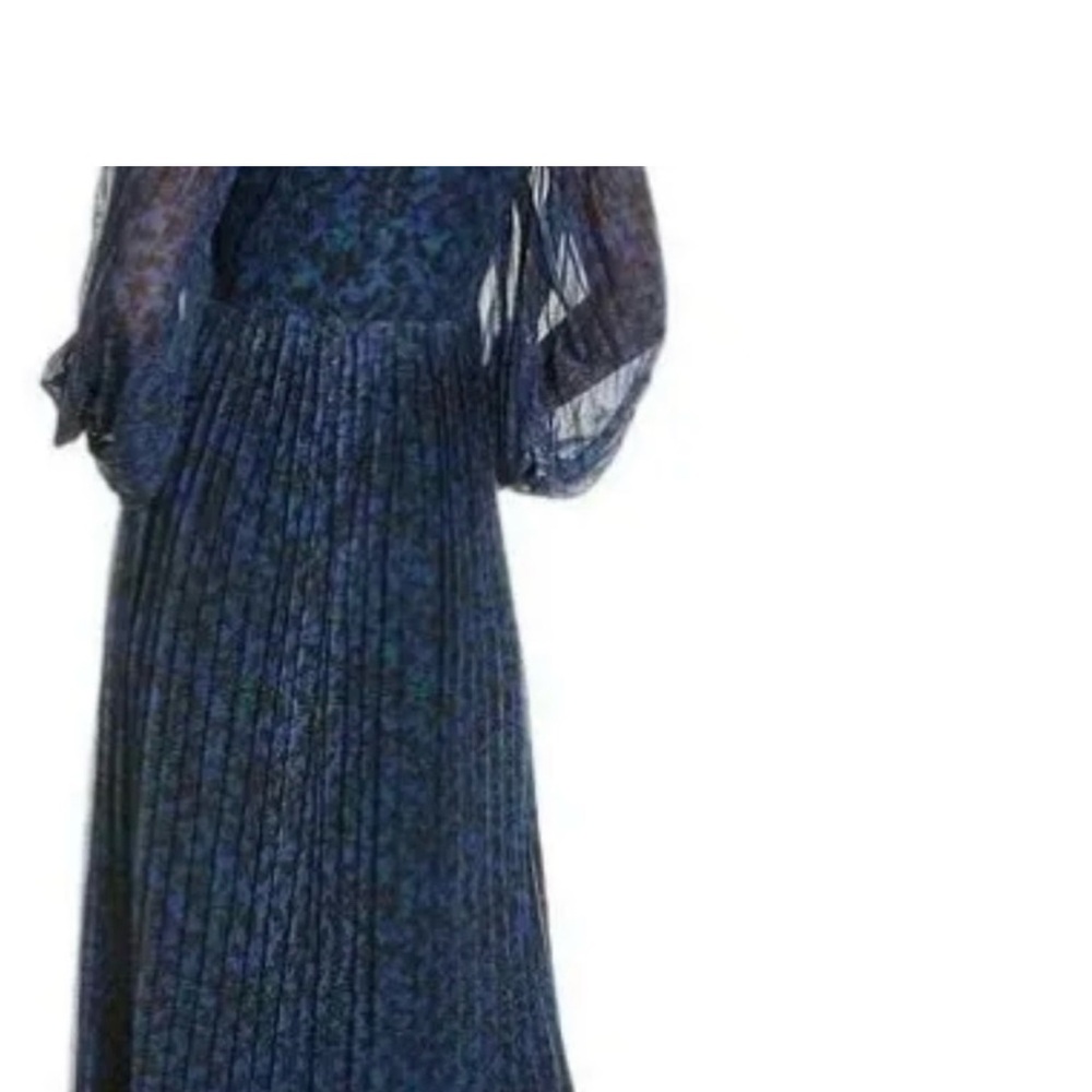 BODEN Blouson Sleeves Pleated Midi Dress in Persian Blue Size 8R Worn Once - Picture 5 of 10